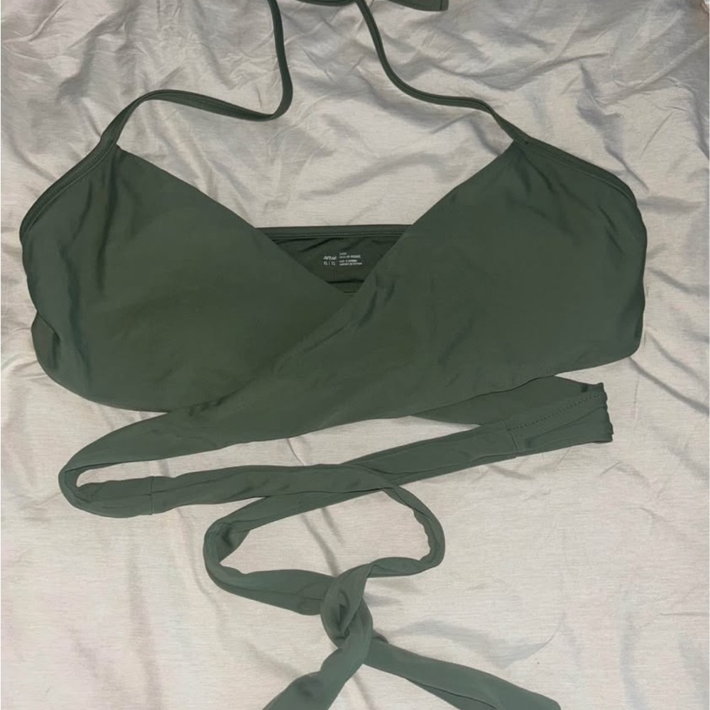 Aerie Dark Green Wrap Bikini Top